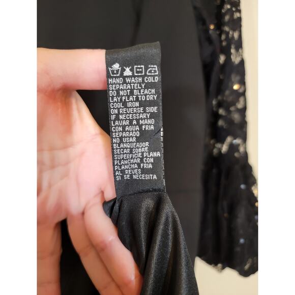 Scarlett Black Sheath Dress Subtle Sequin on Lace Sleeves Size 10 Party Event - Picture 7 of 10